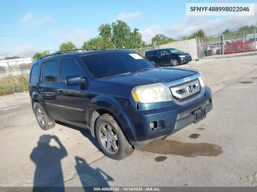 2009 Honda Pilot Touring VIN: 5FNYF48899B022046 Lot: 40600785