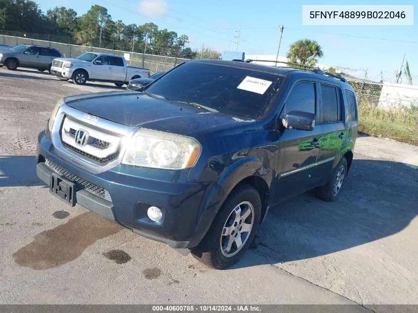 2009 Honda Pilot Touring VIN: 5FNYF48899B022046 Lot: 40600785