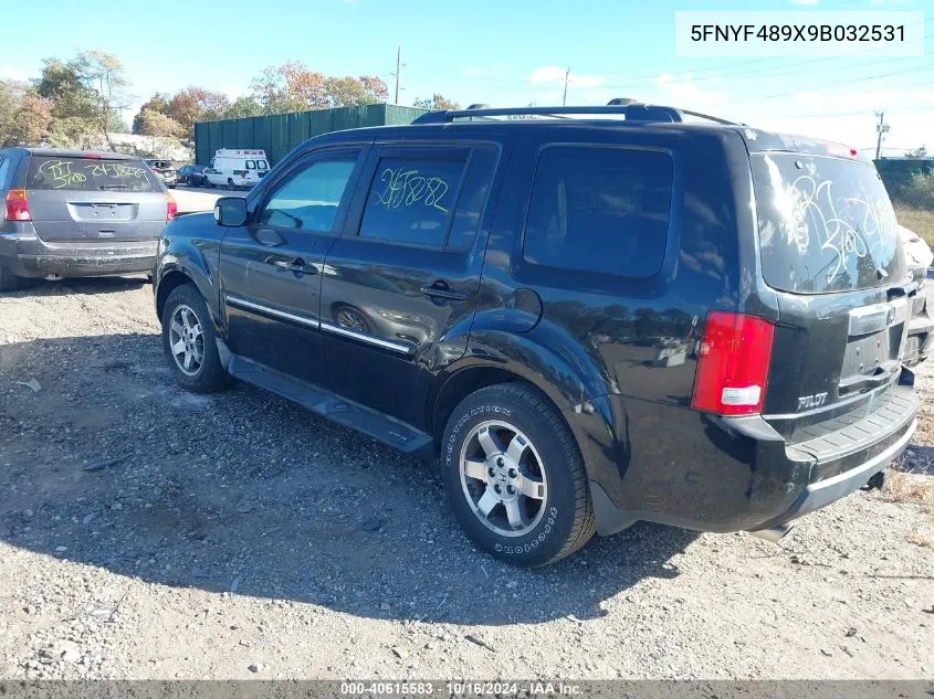 2009 Honda Pilot Touring VIN: 5FNYF489X9B032531 Lot: 40615583