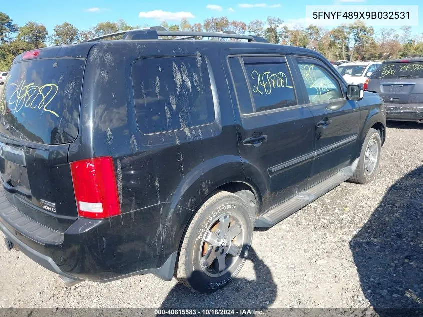 2009 Honda Pilot Touring VIN: 5FNYF489X9B032531 Lot: 40615583