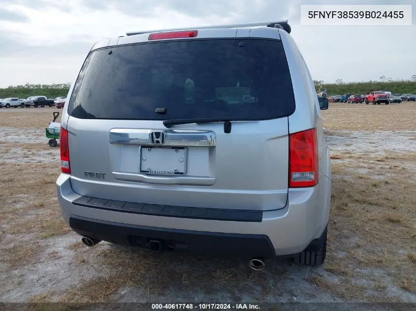 2009 Honda Pilot Exl VIN: 5FNYF38539B024455 Lot: 40617748