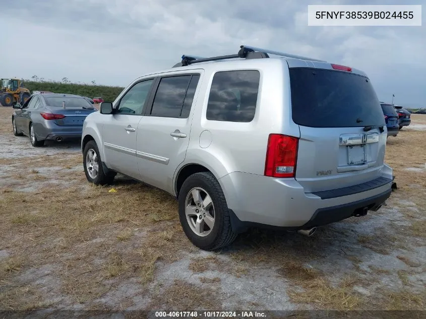 2009 Honda Pilot Exl VIN: 5FNYF38539B024455 Lot: 40617748