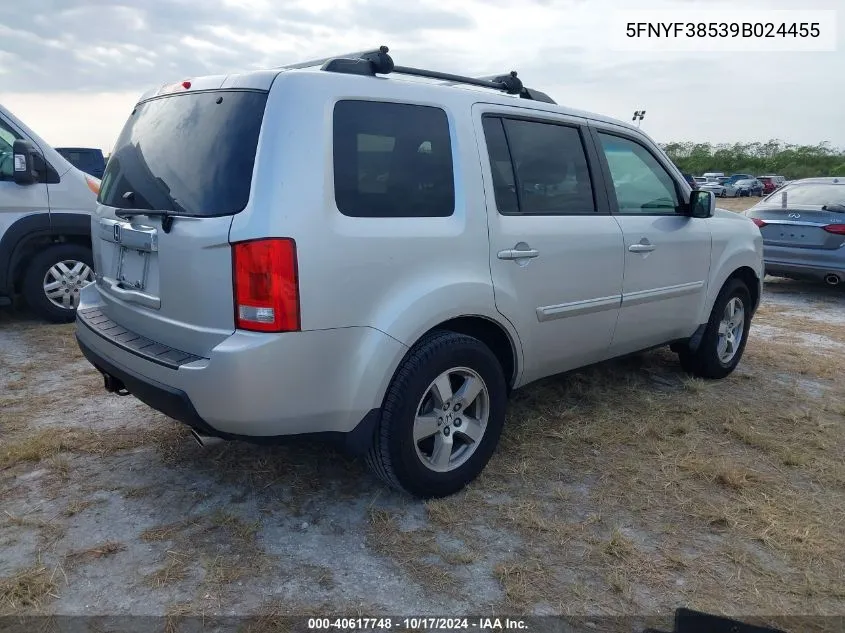 2009 Honda Pilot Exl VIN: 5FNYF38539B024455 Lot: 40617748