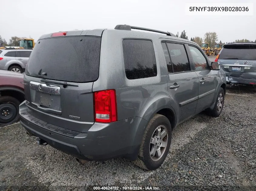 2009 Honda Pilot Touring VIN: 5FNYF389X9B028036 Lot: 40624782