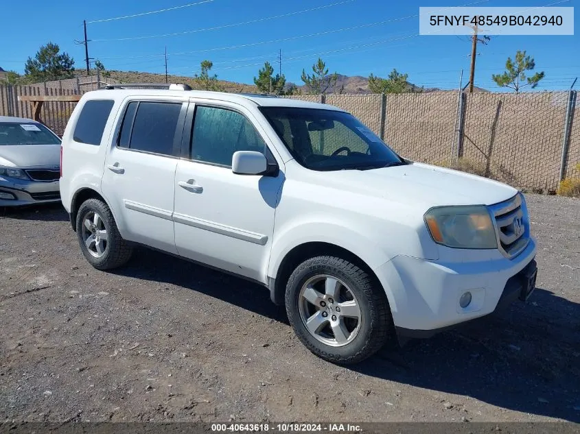 2009 Honda Pilot Ex-L VIN: 5FNYF48549B042940 Lot: 40643618