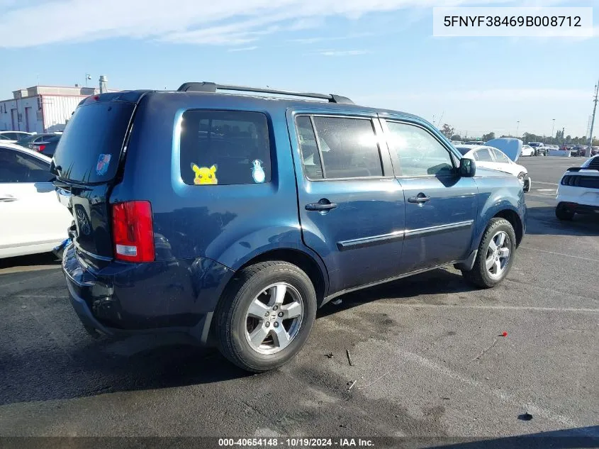 2009 Honda Pilot Ex VIN: 5FNYF38469B008712 Lot: 40654148