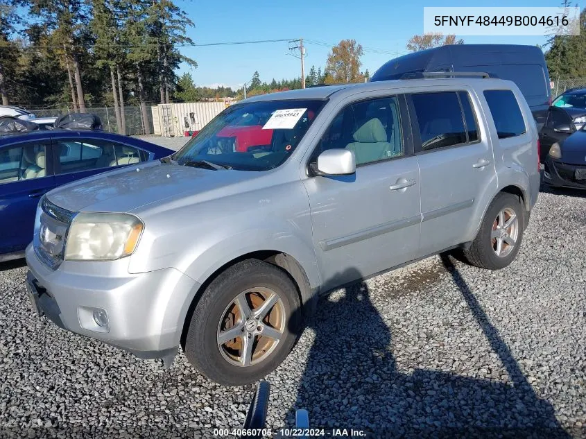 2009 Honda Pilot Ex VIN: 5FNYF48449B004616 Lot: 40660705