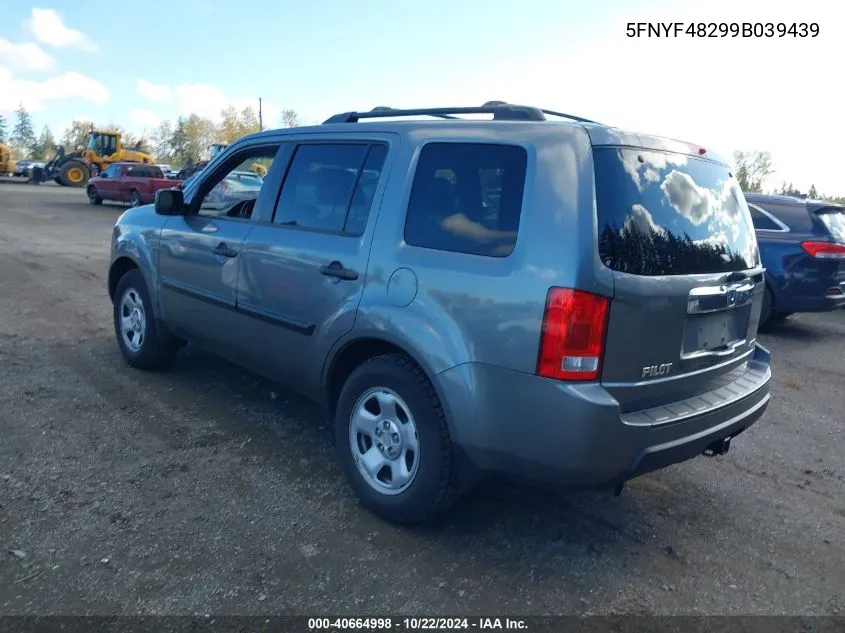 2009 Honda Pilot Lx VIN: 5FNYF48299B039439 Lot: 40664998