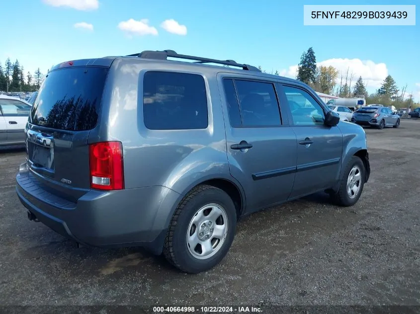 2009 Honda Pilot Lx VIN: 5FNYF48299B039439 Lot: 40664998