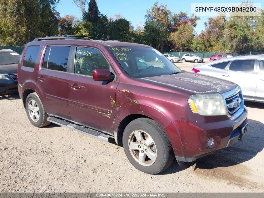 2009 Honda Pilot Ex-L VIN: 5FNYF485X9B049200 Lot: 40678224