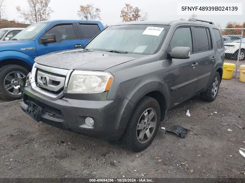 2009 Honda Pilot Touring VIN: 5FNYF48939B024139 Lot: 40694256