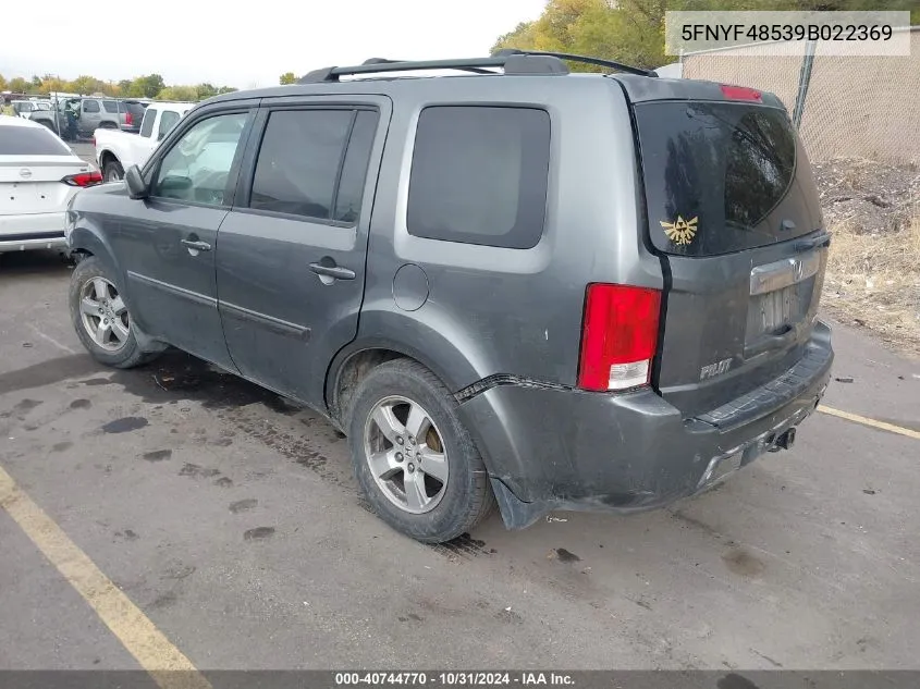 5FNYF48539B022369 2009 Honda Pilot Ex-L