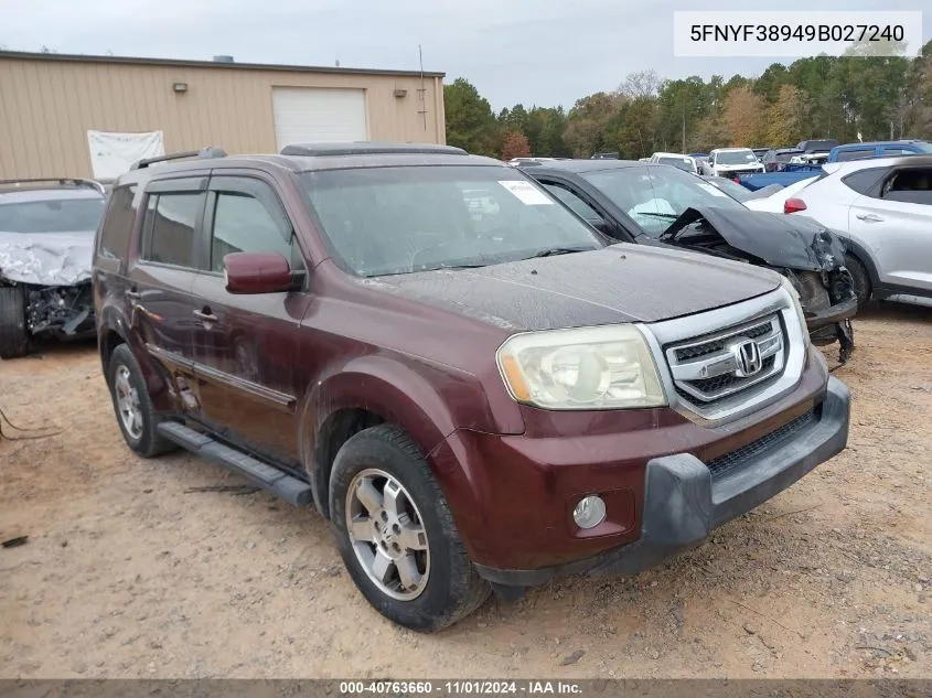 2009 Honda Pilot Touring VIN: 5FNYF38949B027240 Lot: 40763660