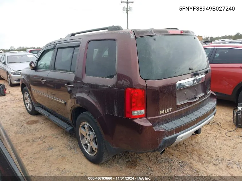 5FNYF38949B027240 2009 Honda Pilot Touring