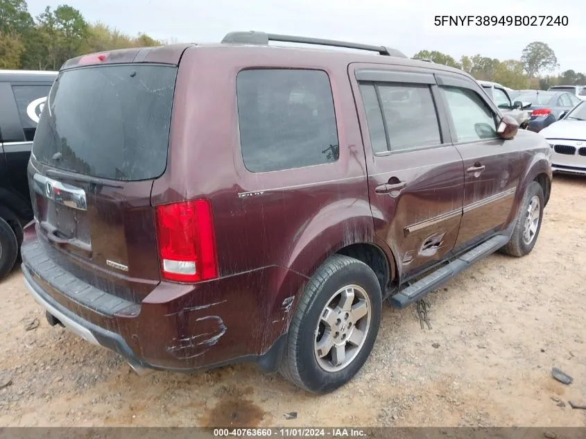 5FNYF38949B027240 2009 Honda Pilot Touring