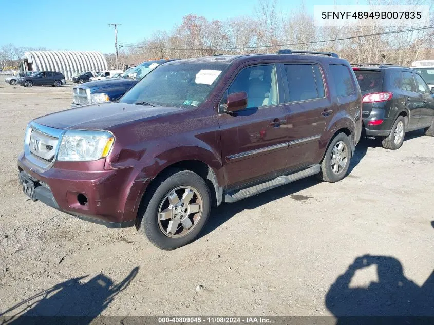 2009 Honda Pilot Touring VIN: 5FNYF48949B007835 Lot: 40809045