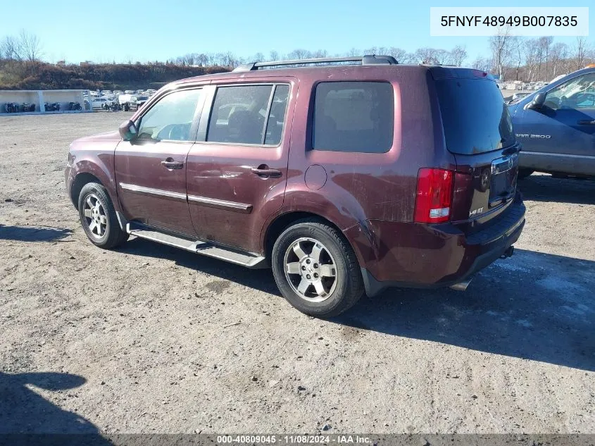 2009 Honda Pilot Touring VIN: 5FNYF48949B007835 Lot: 40809045