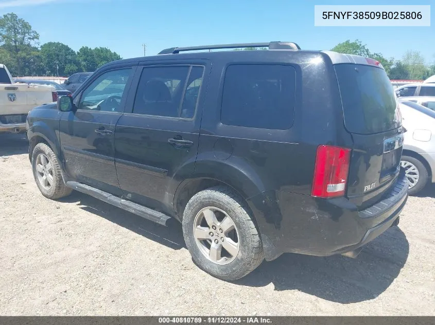 2009 Honda Pilot Ex-L VIN: 5FNYF38509B025806 Lot: 40810789