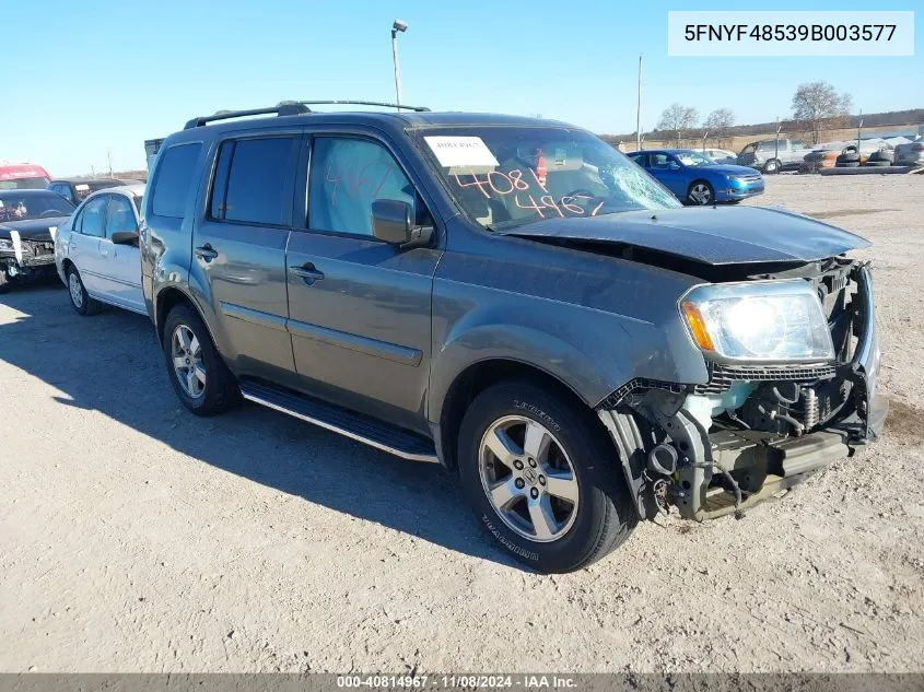 2009 Honda Pilot Ex-L VIN: 5FNYF48539B003577 Lot: 40814967