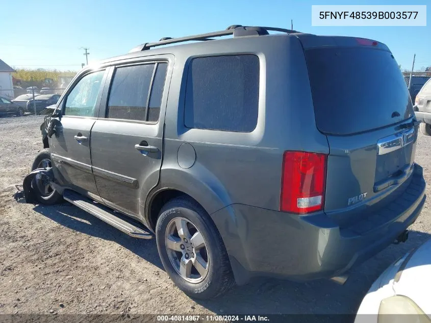 2009 Honda Pilot Ex-L VIN: 5FNYF48539B003577 Lot: 40814967