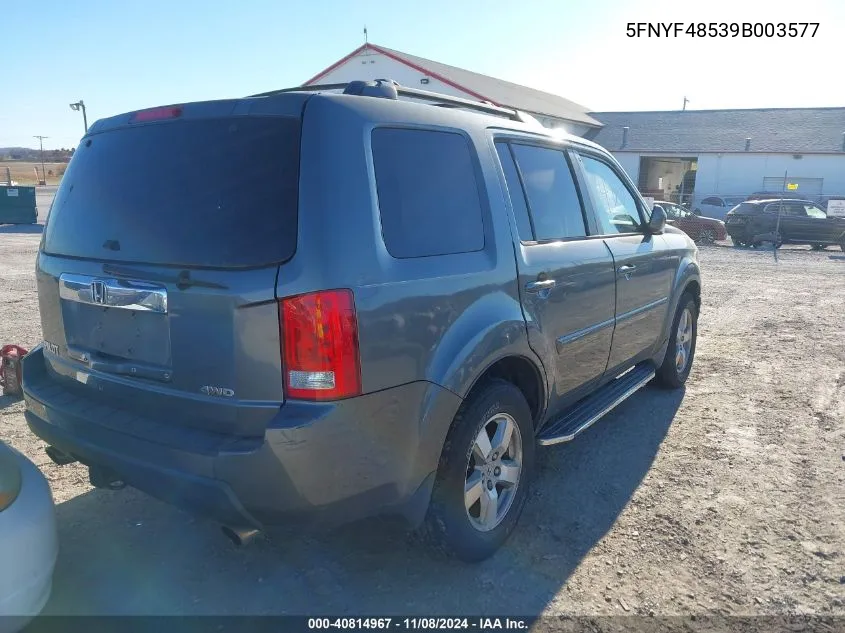 2009 Honda Pilot Ex-L VIN: 5FNYF48539B003577 Lot: 40814967