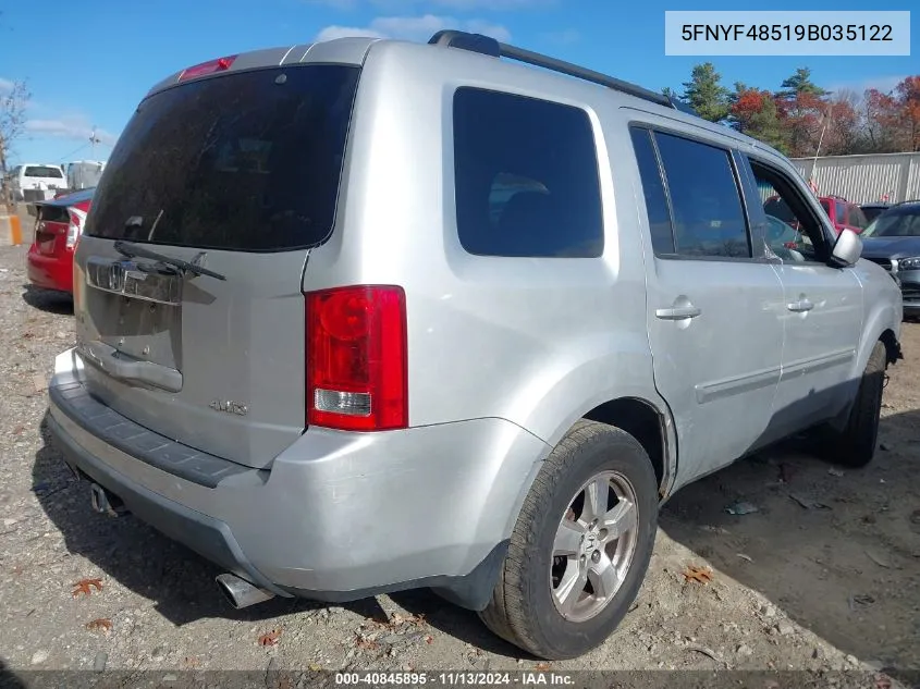 5FNYF48519B035122 2009 Honda Pilot Ex-L