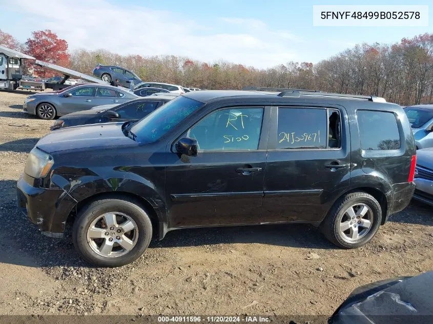 2009 Honda Pilot Ex VIN: 5FNYF48499B052578 Lot: 40911596