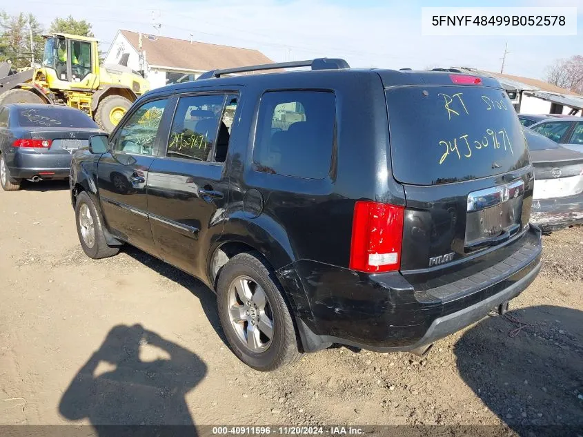 2009 Honda Pilot Ex VIN: 5FNYF48499B052578 Lot: 40911596