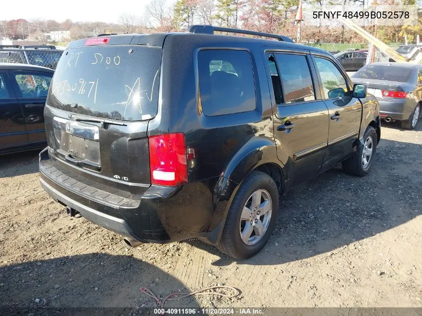 2009 Honda Pilot Ex VIN: 5FNYF48499B052578 Lot: 40911596