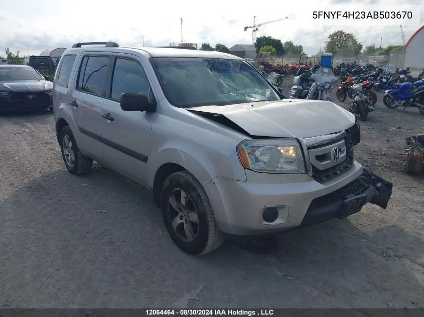 2010 Honda Pilot VIN: 5FNYF4H23AB503670 Lot: 12064464