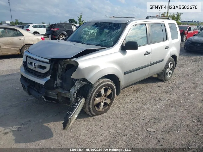 2010 Honda Pilot VIN: 5FNYF4H23AB503670 Lot: 12064464