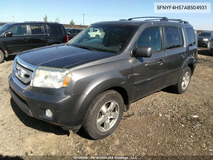 2010 Honda Pilot VIN: 5FNYF4H57AB504931 Lot: 12100306