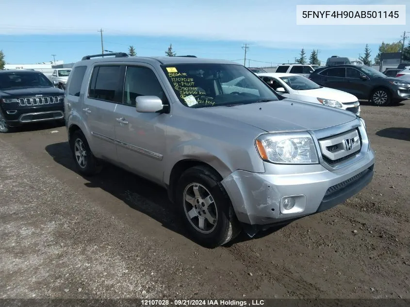 2010 Honda Pilot Touring VIN: 5FNYF4H90AB501145 Lot: 12107028