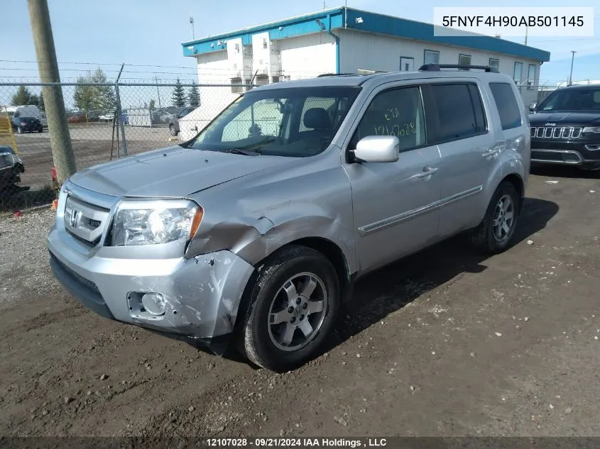 2010 Honda Pilot Touring VIN: 5FNYF4H90AB501145 Lot: 12107028