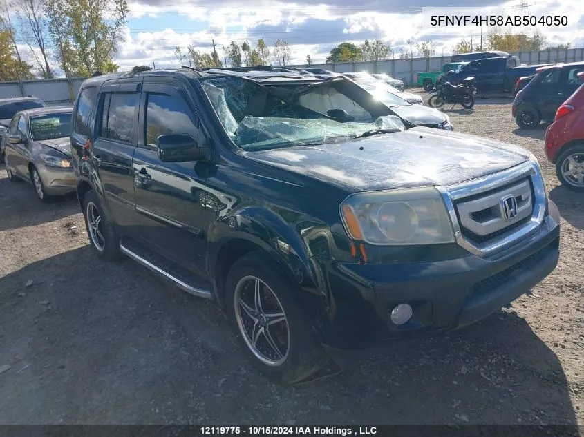 2010 Honda Pilot VIN: 5FNYF4H58AB504050 Lot: 12119775