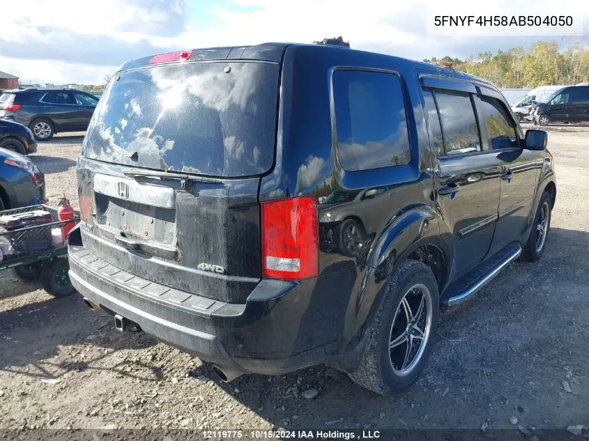 2010 Honda Pilot VIN: 5FNYF4H58AB504050 Lot: 12119775