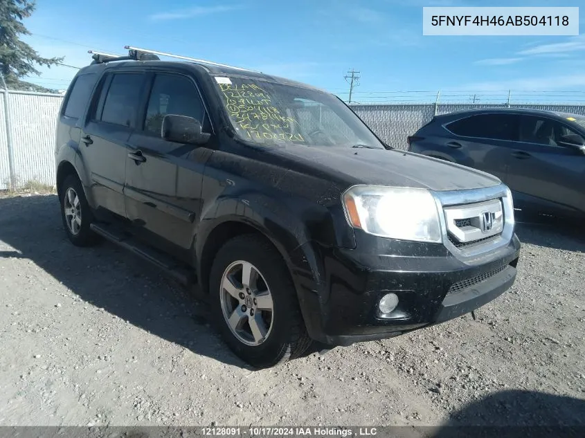 2010 Honda Pilot VIN: 5FNYF4H46AB504118 Lot: 12128091