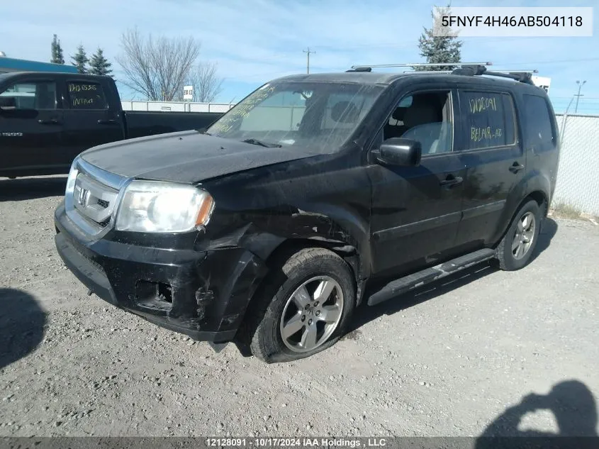 2010 Honda Pilot VIN: 5FNYF4H46AB504118 Lot: 12128091