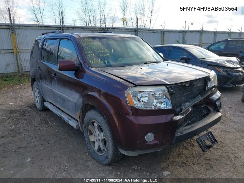 2010 Honda Pilot VIN: 5FNYF4H98AB503564 Lot: 12149511