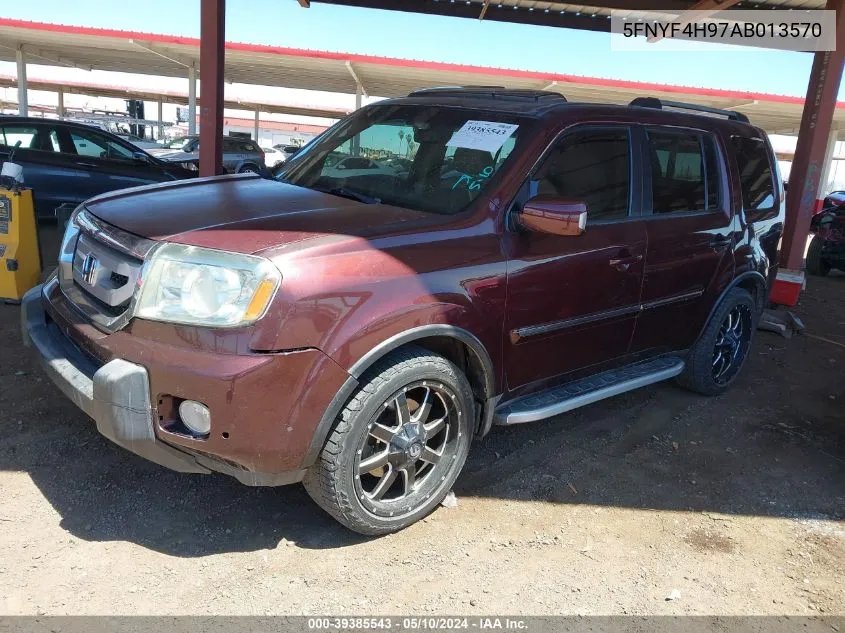 2010 Honda Pilot Touring VIN: 5FNYF4H97AB013570 Lot: 39385543