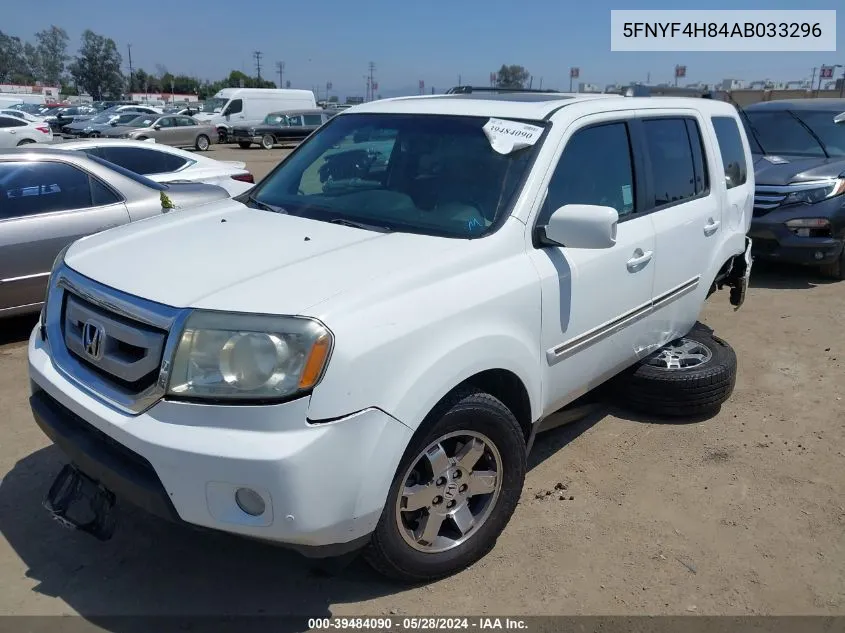 2010 Honda Pilot Touring VIN: 5FNYF4H84AB033296 Lot: 39484090