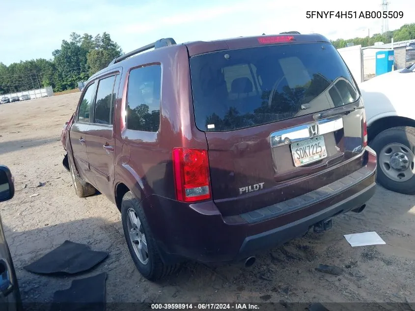 5FNYF4H51AB005509 2010 Honda Pilot Ex-L