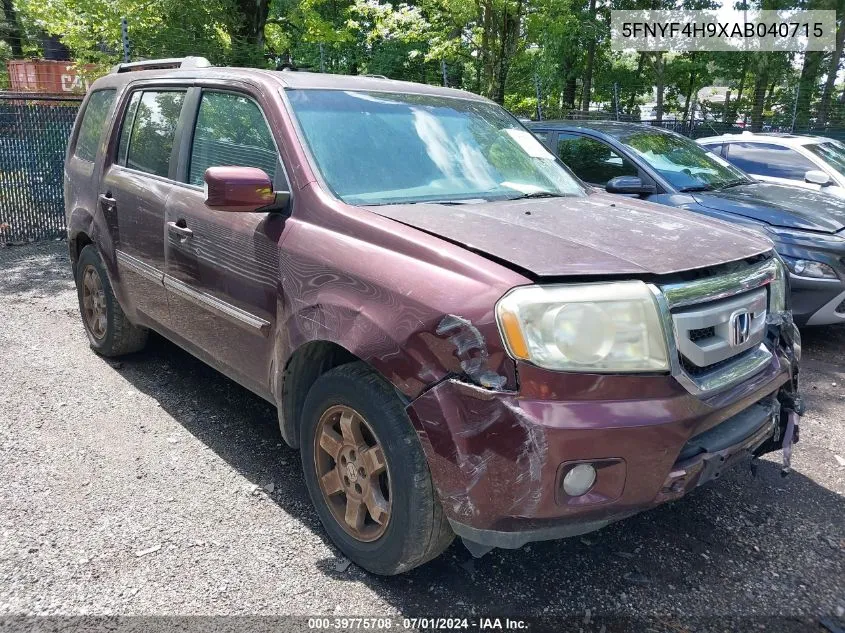 2010 Honda Pilot Touring VIN: 5FNYF4H9XAB040715 Lot: 39775708