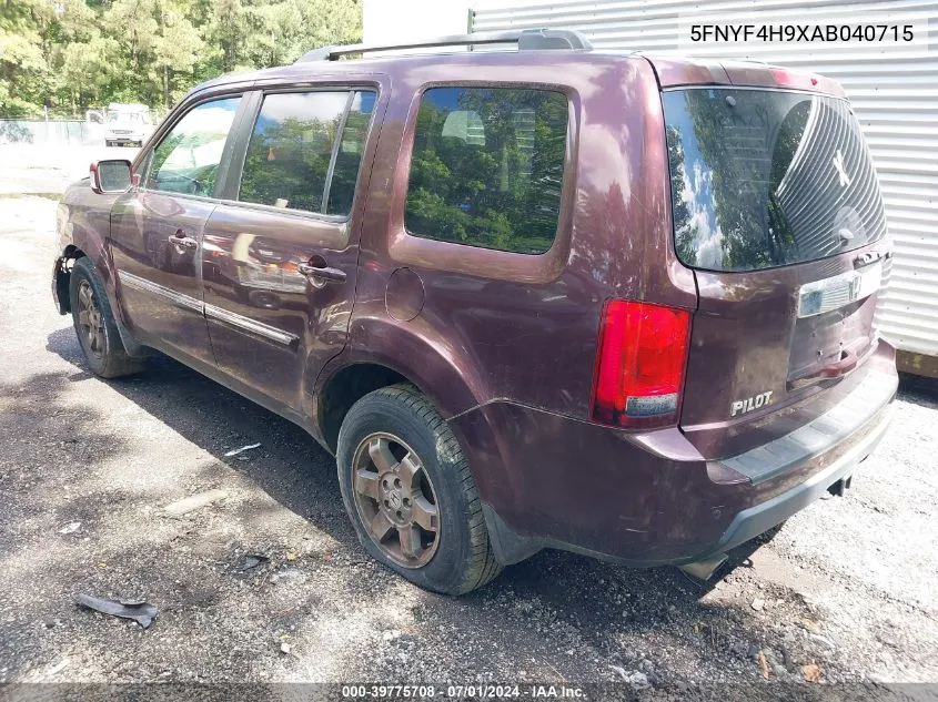 2010 Honda Pilot Touring VIN: 5FNYF4H9XAB040715 Lot: 39775708