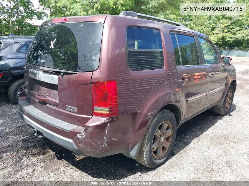 2010 Honda Pilot Touring VIN: 5FNYF4H9XAB040715 Lot: 39775708