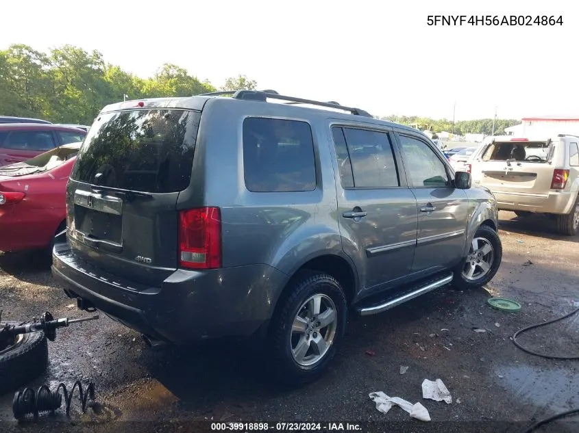 2010 Honda Pilot Ex-L VIN: 5FNYF4H56AB024864 Lot: 39918898