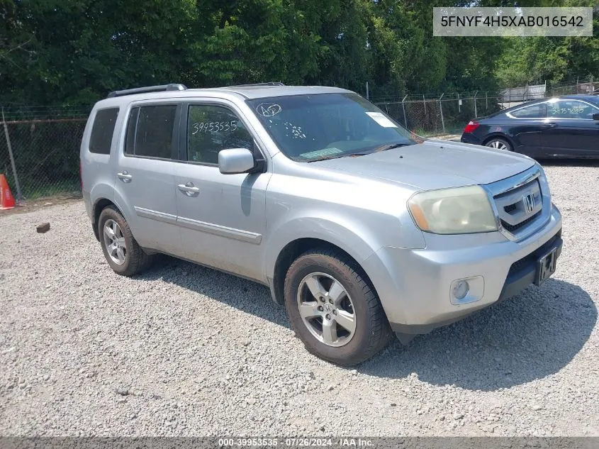 2010 Honda Pilot Ex-L VIN: 5FNYF4H5XAB016542 Lot: 39953535