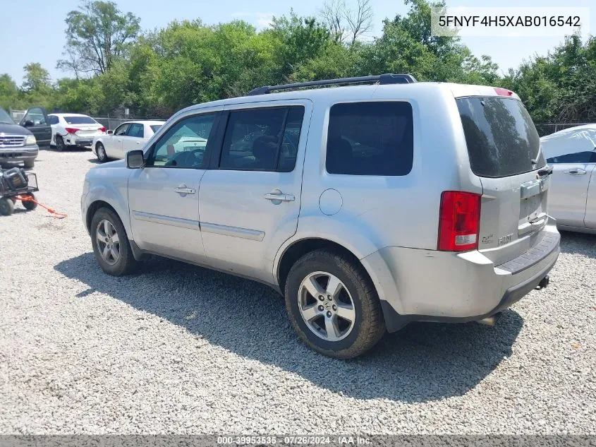 2010 Honda Pilot Ex-L VIN: 5FNYF4H5XAB016542 Lot: 39953535