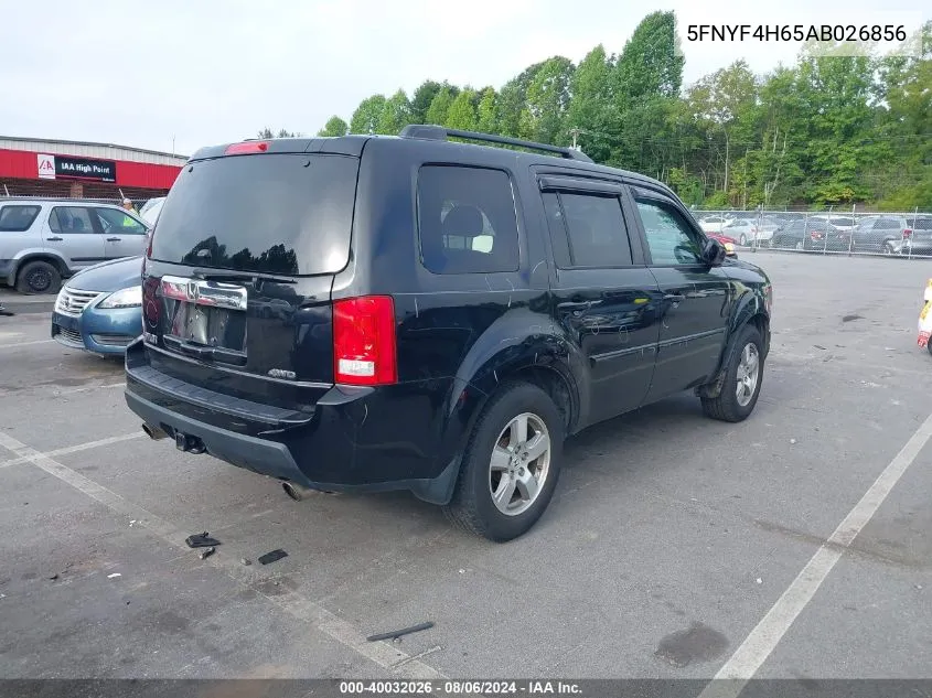 2010 Honda Pilot Ex-L VIN: 5FNYF4H65AB026856 Lot: 40032026