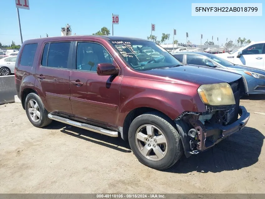 2010 Honda Pilot Lx VIN: 5FNYF3H22AB018799 Lot: 40118105